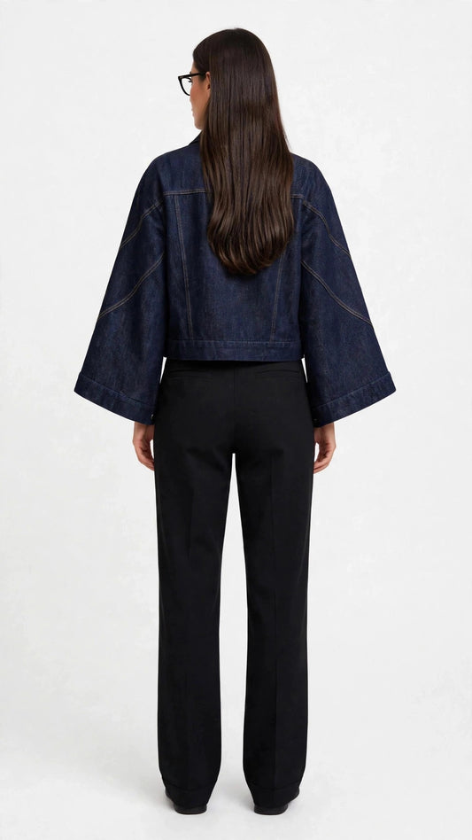 Chaqueta Jean Oscura Manga Campana