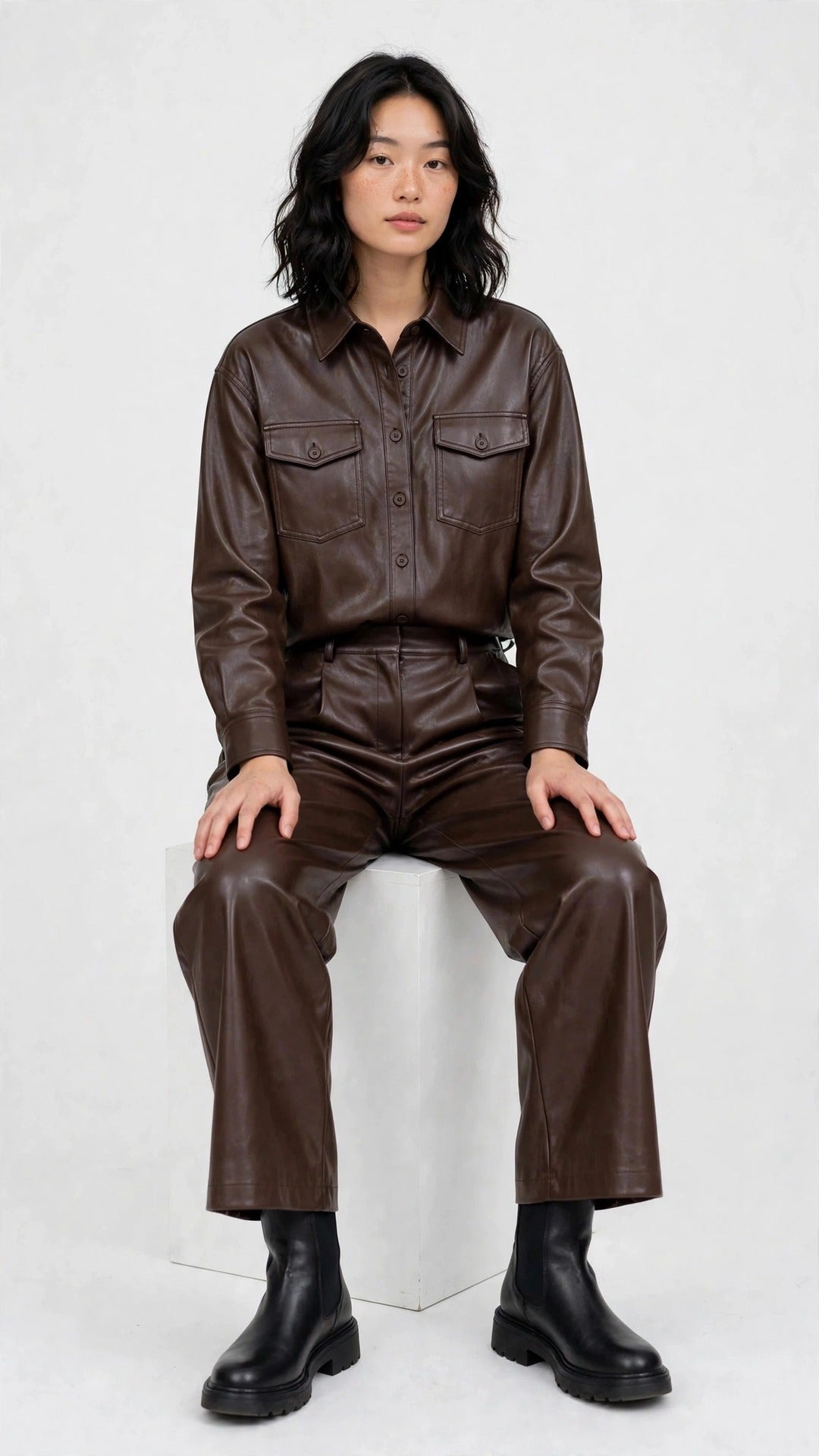 Conjunto de Cuerina: Camisa y Pantalón