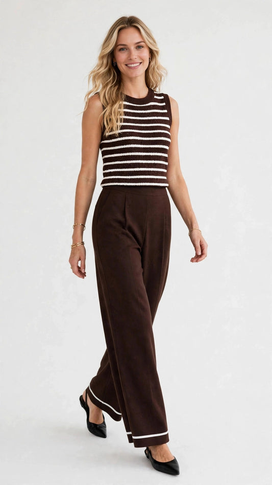 Conjunto de top a rayas y pantalón