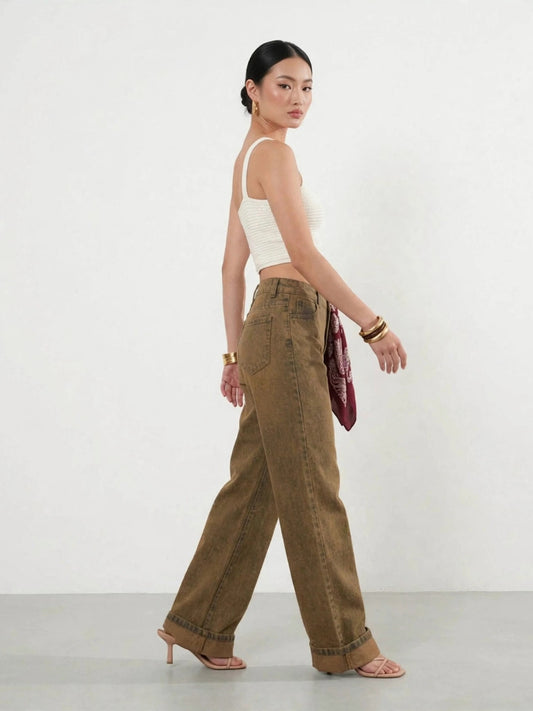 Jean wide-leg marrón