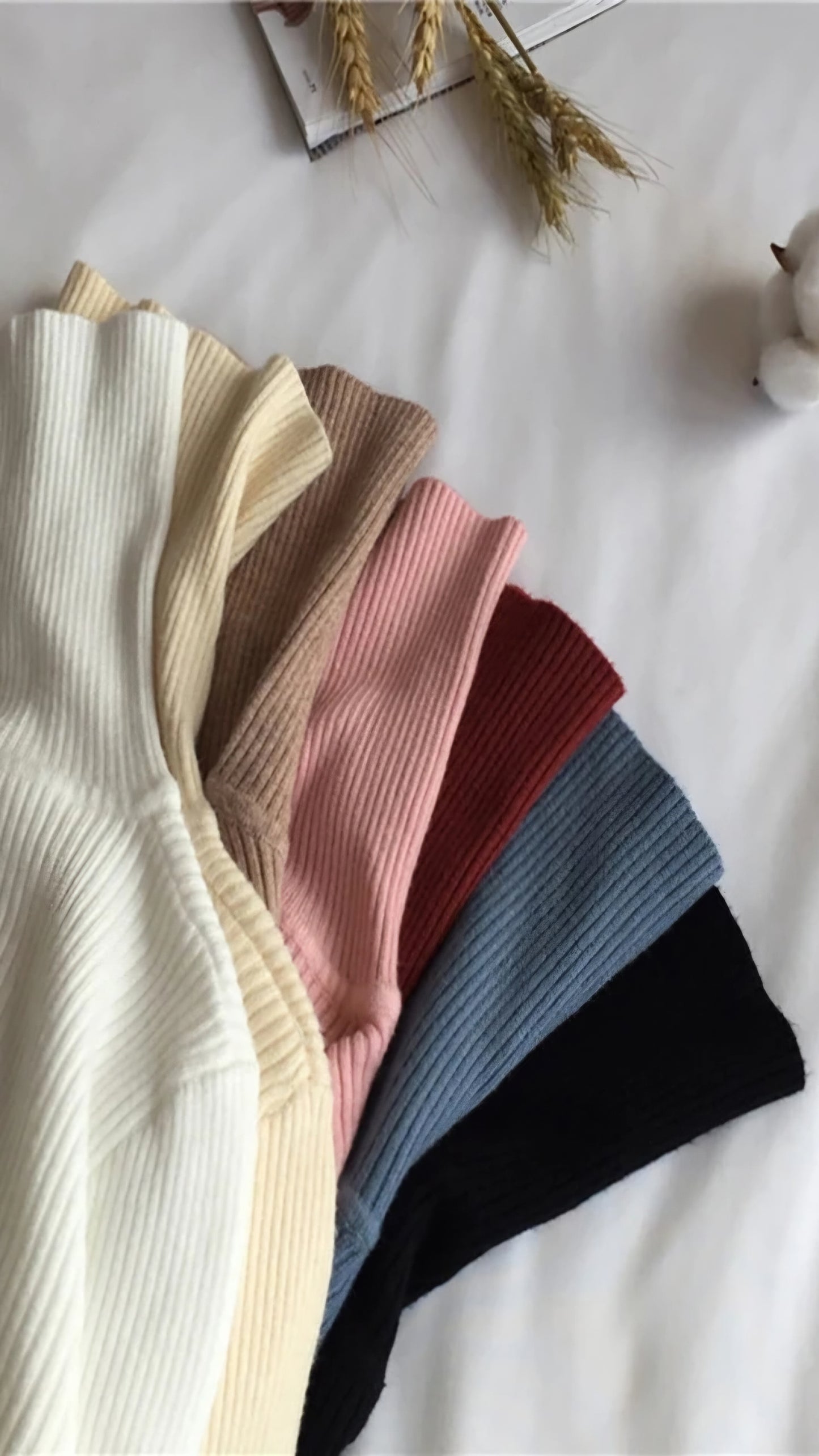 Ribbed Turtleneck Stretch Knit Sweater