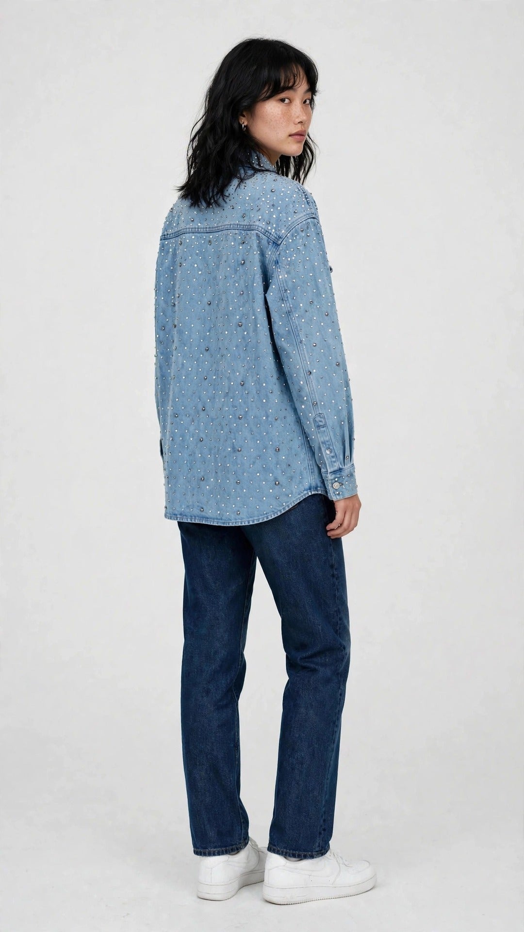 Blusón Jean Oversize con Brillos
