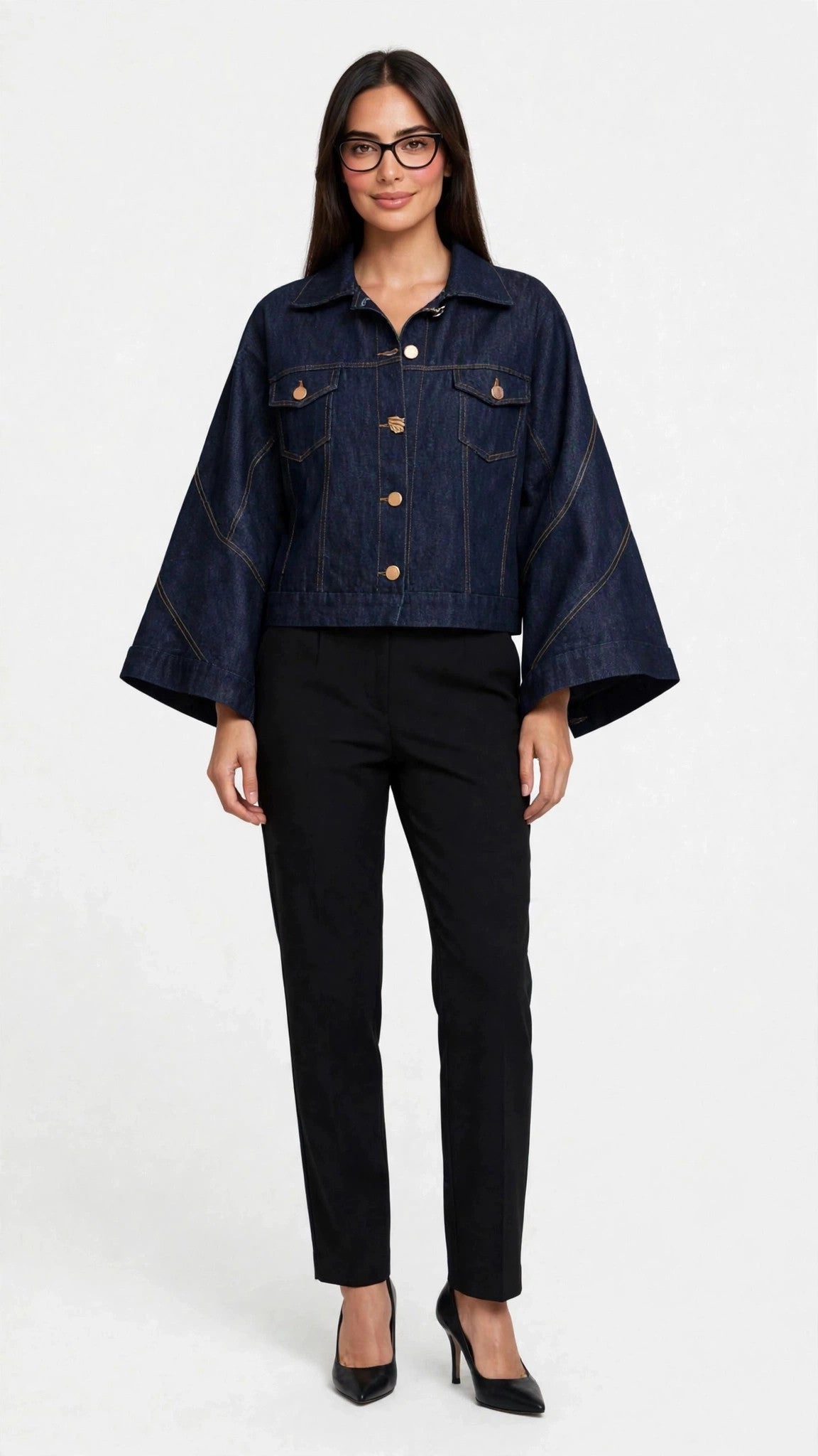 Chaqueta Jean Oscura Manga Campana