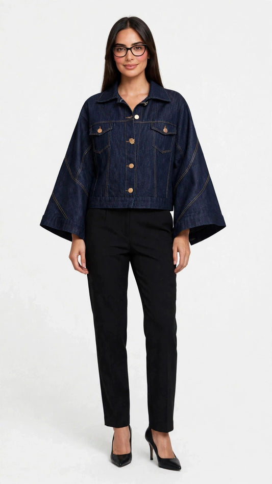 Chaqueta Jean Oscura Manga Campana