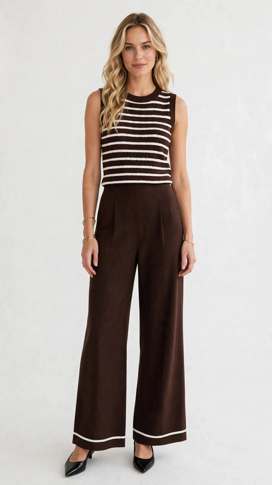 Conjunto de top a rayas y pantalón