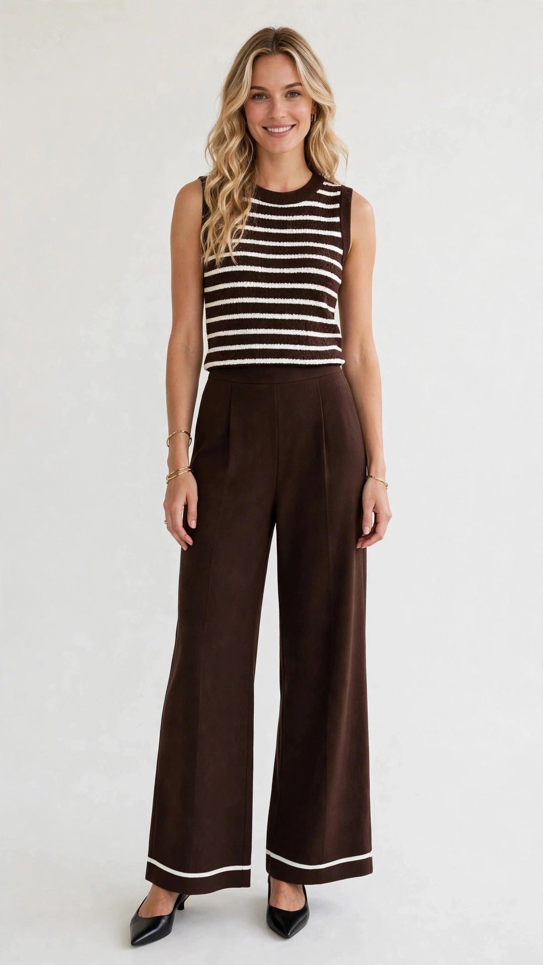 Conjunto de top a rayas y pantalón