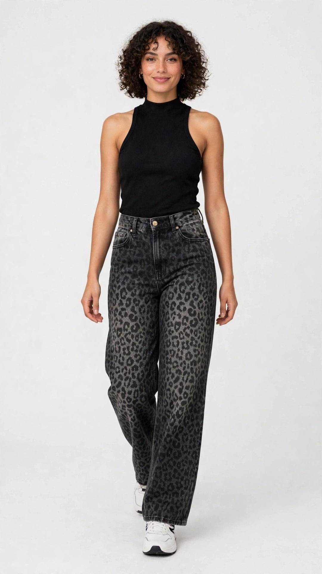 Jean Wide-Leg Estampado Leopardo