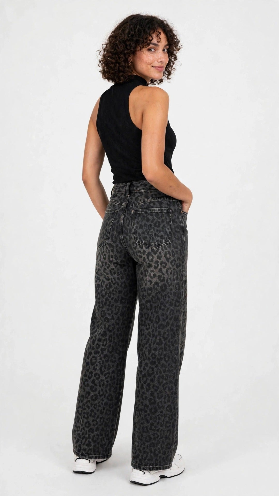 Jean Wide-Leg Estampado Leopardo