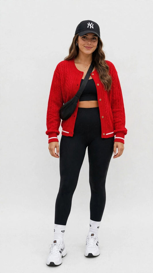 Chaqueta universitaria roja