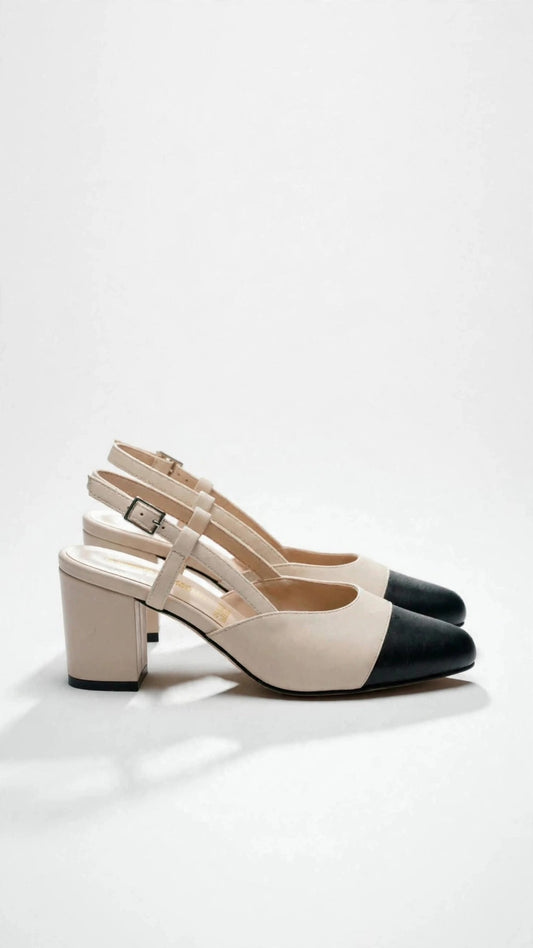 Slingback bicolor con puntera