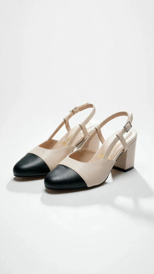 Slingback bicolor con puntera