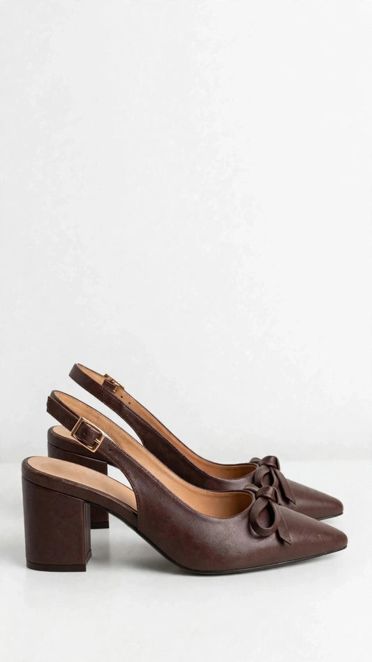 Slingback marrón con lazo
