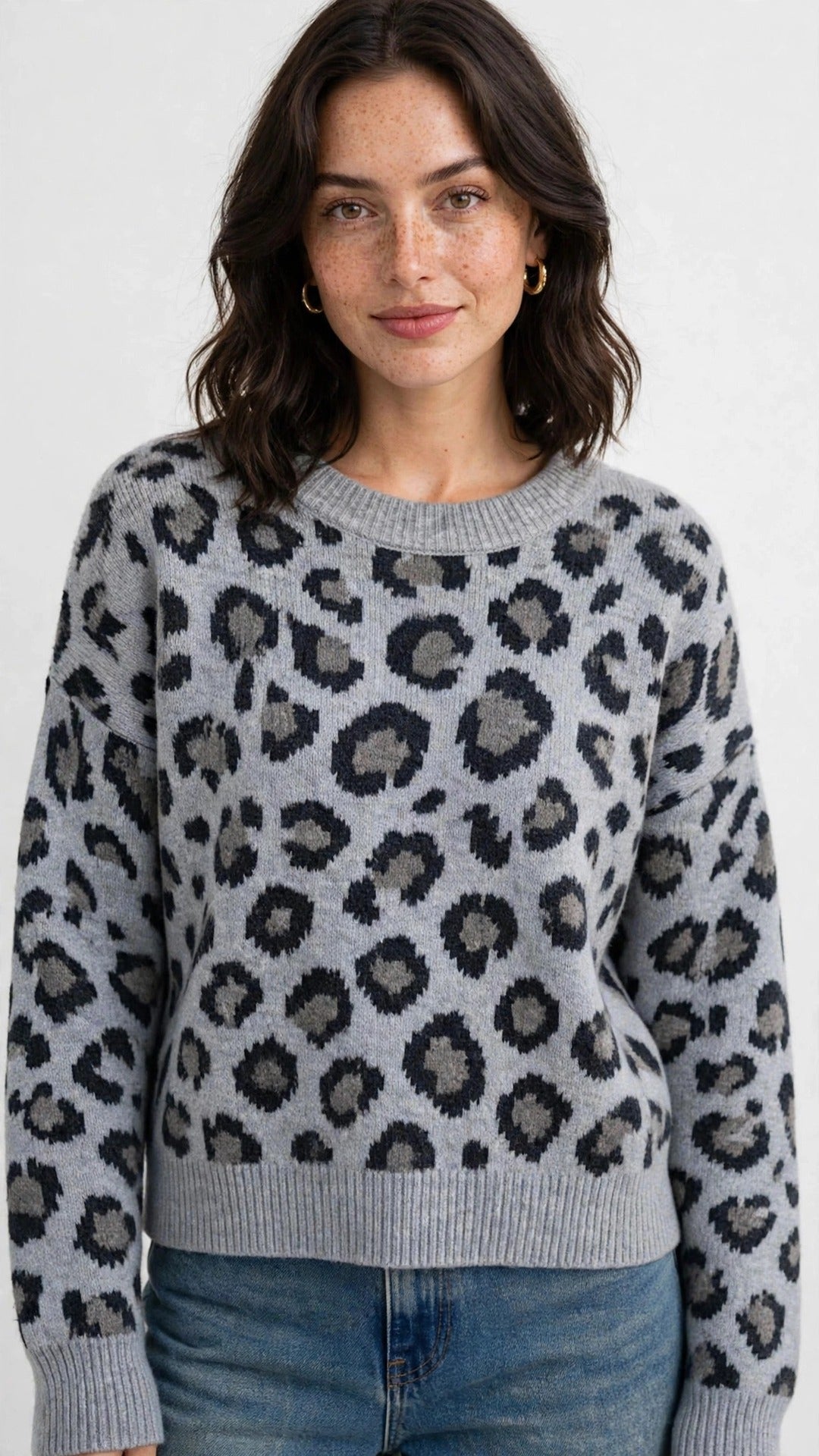 Suéter Tejido Estampado Leopardo