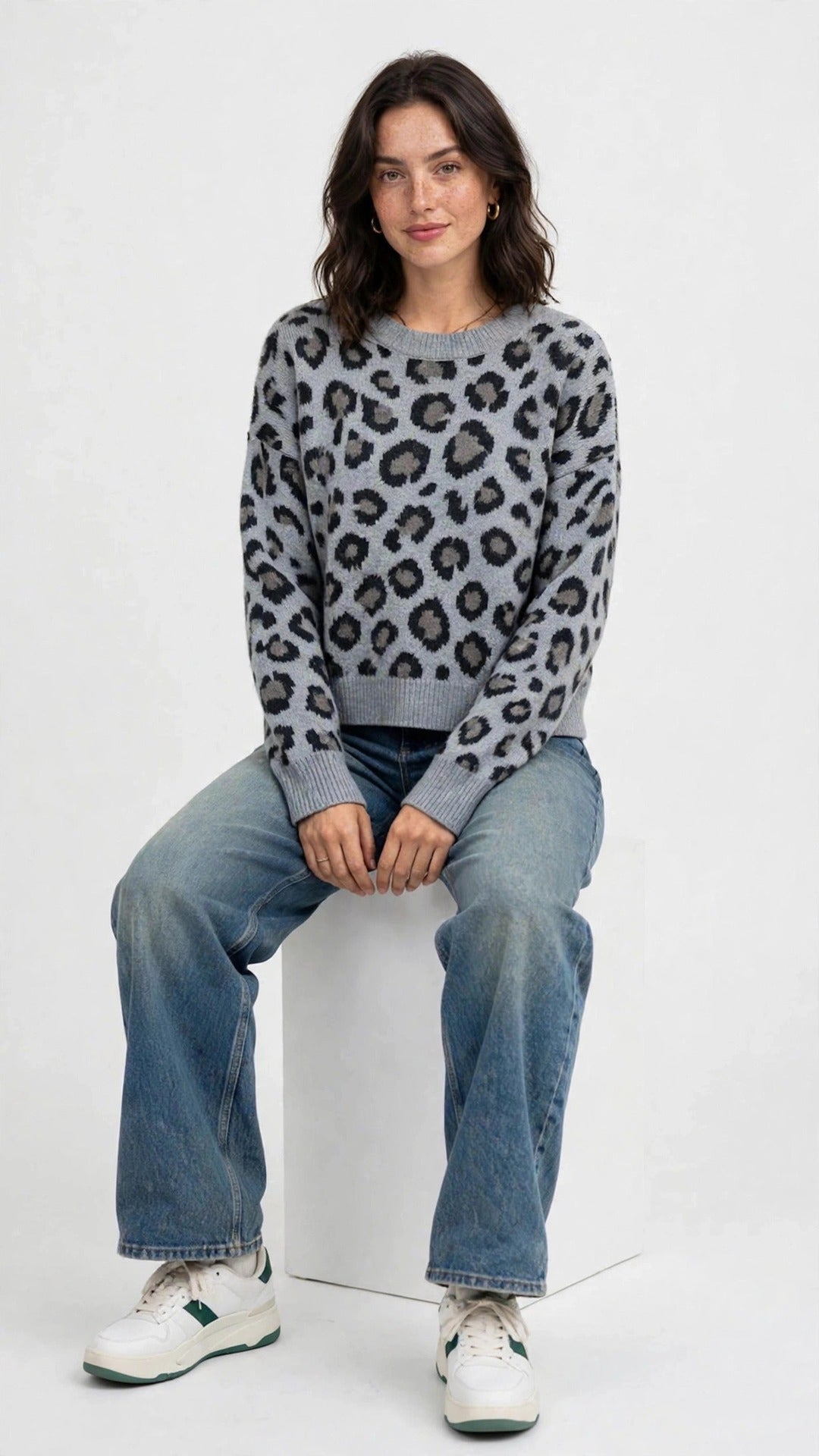 Suéter Tejido Estampado Leopardo